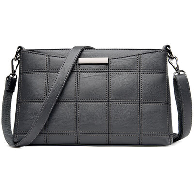 

Retro Women Soft Grid Texture Solid Color Square Shoulder Bag Crossbody Pouch
