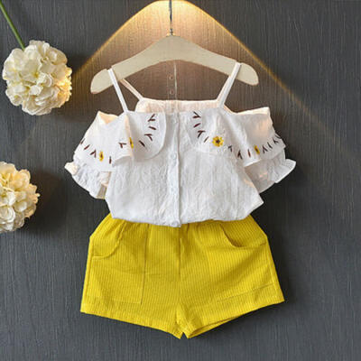

Summer 2PCS Kids Baby Girls Short Sleeve Tops ShirtShorts Pants Clothes Outfits