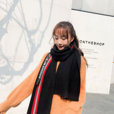 

Korean soft sister sweet knitted ribbon scarf autumn&winter wool thickening warm collar female students long scarf