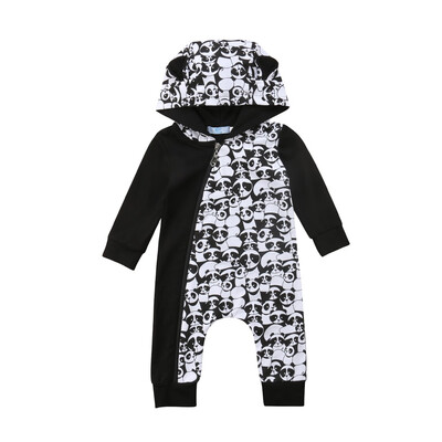 

Panda Newborn Baby Boy Girl Hooded Zipper Romper Jumpsuit Outfits Clothes