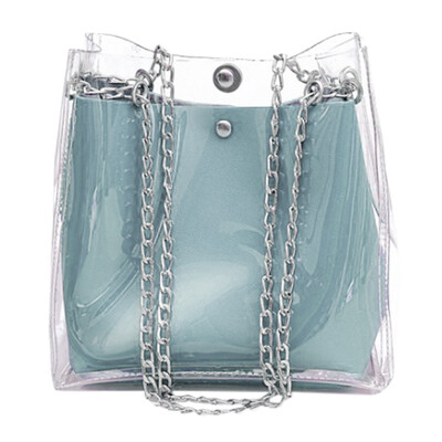 

Women Transparent Bucket Bag PVC Clear Small Tote Messenger Bags Lady Holographic Shoulder Bags Female Sac A Main T30