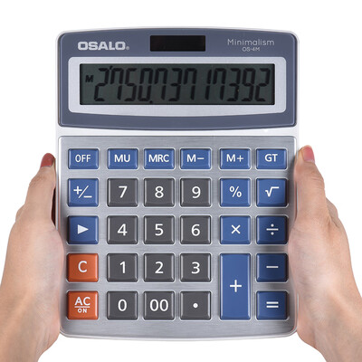 

Standard Function Desktop Electronic Calculator 12 Digits Large Display Solar&Battery Dual Power Supply for School Home Office