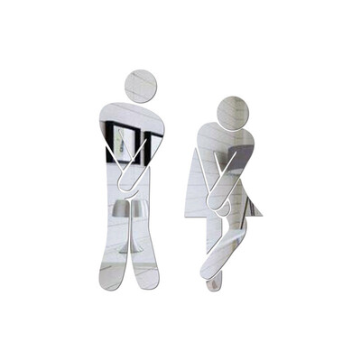 

Removable Man Woman Washroom Toilet Wall Sticker DIY Mirror 3D Sticker Decor