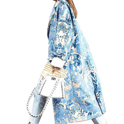 

New Arrival Autumn And Winter Fashion Women Fold Collar Jacket Coat Long Sleeve Single-Breasted Long Cardigan Coat