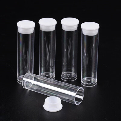 

PH PANDAHALL 200 Pcs Clear Plastic Tube Bead Containers with Lids Screw Caps Flat Bottom Test Tubes Bead Storage Organizer