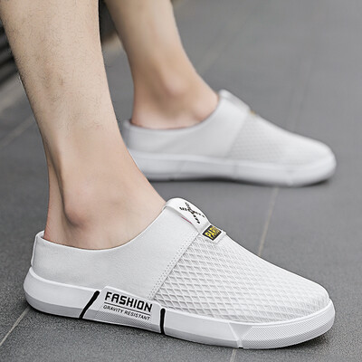 

Mens shoes breathable in summer leisure net cloth half trawl mesh hollowed out canvas tide shoes without heel lazy shoes