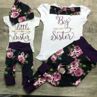 

USA Sister Match Big Little Sister Girl T-shirt Romper Top Pants Outfit Clothes