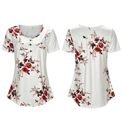 

Women Loose Long Sleeve V Neck Chiffon Casual Floral Blouse Shirt Tops Blouse US