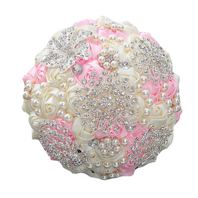 

Artificial Rhinestone Faux Pearl Rose Flower Bridal Bouquet Wedding Supplies