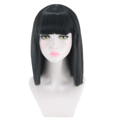 

〖Follure〗Short Straight Heat Resistant Synthetic Hair Gray Nature Black Womens