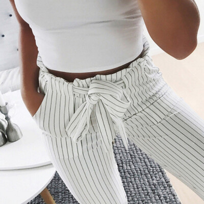 

Tailored Women Sexy High Waist Stripe Print Floral Wide Leg Pants