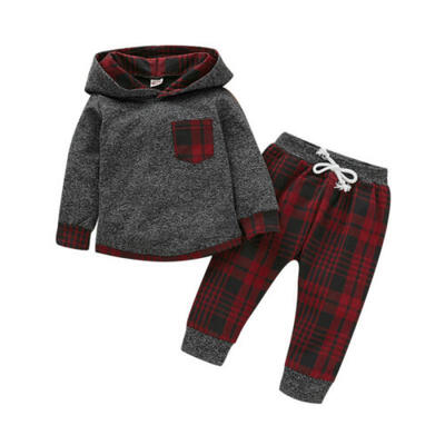 

2PCS Baby Boy Girl Warm Sweater HoodedPants Outfit Toddler Clothes Tracksuit