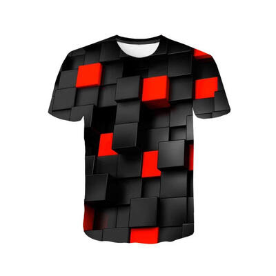 

3D Printed Square Block T-Shirt Short Sleeve Tees Summer Casual Tops For Men