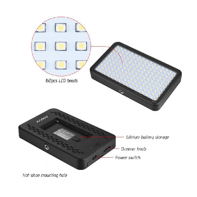 

Andoer PAD160 LED Video Light 6000K Dimmable Fill Light Continuous Light Panel 12W CRI90 with Camera Mount&CT Filter for DSLR