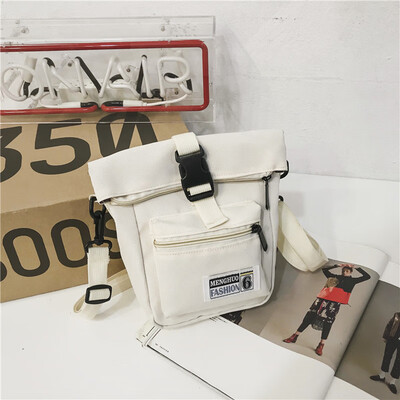 

Small bag canvas bag woman single shoulder oblique satchel college students summer cool male bf Korean version of the ancient girl