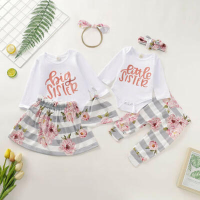 

Toddler Baby Girls Little Big Sister Matching Clothes Romper Tops Dress Outfits