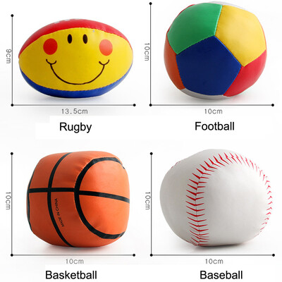 

Tailored 4PC Babys Cotton Soft Ball Football smiling Rugby Squeezed Eduactional Toys