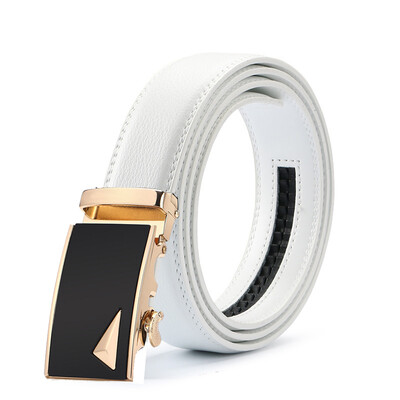 

Fashion White Belt Designer Belts Men High Quality Fashion Geometric Metal Automatic Buckle Genuine Leather Luxury Brand Belt