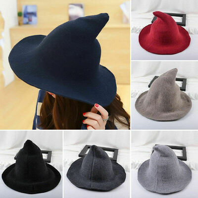 

6 Colors Fashion Witch with a Large Cap Pointed Spire Winter Hat Wool Halloween