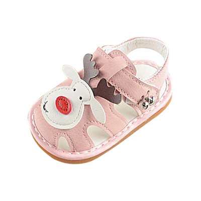 

Summer Baby Girl Cute Leather Crib Shoes Toddler Baby New Cartoon Boys Girls Sandals With Sound Soft-Soled Baby Shoe Sandals
