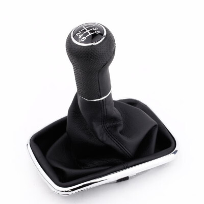 

New 6 Speed Gear Shift Knob Gaitor Boot Black PU Leather for VW Golf Bora Jetta GTi MK4 1999-2004