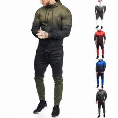 

Men Tracksuit Sport Top Pants Jogging Suit Sets Hoodie Coat Trousers Gradient