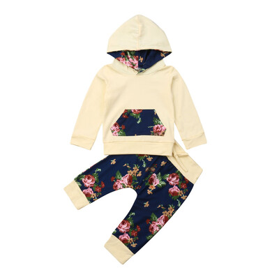 

Newborn Baby Girls Autumn Clothes Tops Floral Trousers 3Pcs Outfit Set