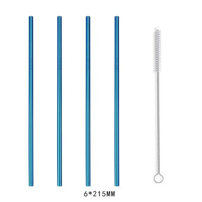

4 Pcs Stainless Steel Drinking Reusable Straws Cleaner Brush Kit
