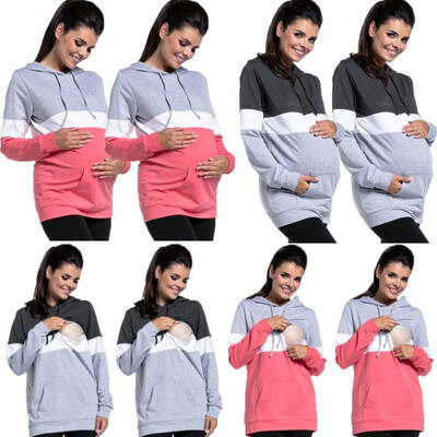

WARM MATERNITY NURSING BREASTFEEDING JUMPER PULLOVER TOP HOODIE SIZE -2XL