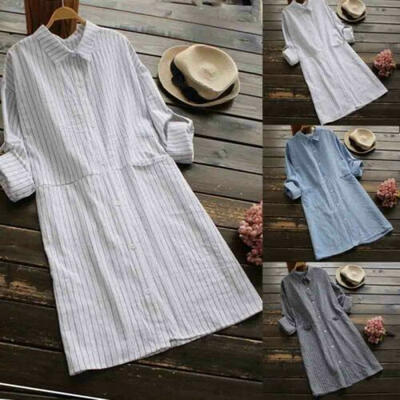 

Vintage Womens Ladies Casual Long Sleeve Baggy Cotton Linen T-Shirt Tops Blouse