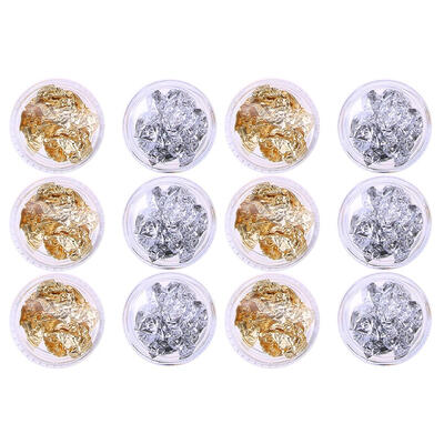 

Gold Silver Nail Decorations Manicure DIY Foil Sequins Natural Nail Art Tip