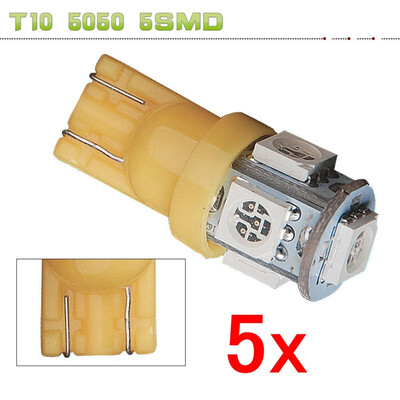 

5X AmberYellow T10 Wedge 5050 LED Dome Map Interior Light Bulbs 192 194 2825