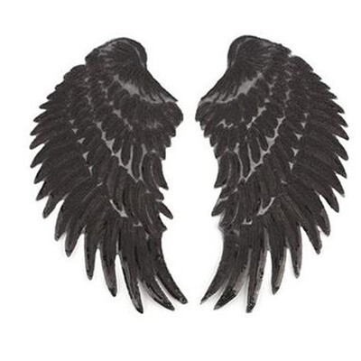 

Gobestart Sequin Wing Patches Badge Applique Large Heart Eyes Fabric