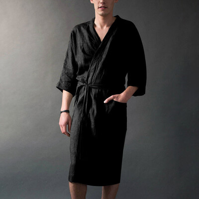 

Fashion Mens Robe Soft Lightweight Long Kimono Spa Bath Night Bathrobe Summer