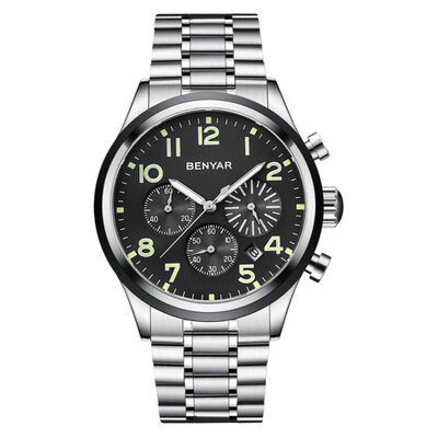 

BENYAR Men Fashion Stainless Steel Waterproof Sports Quartz watches