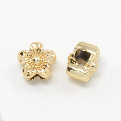 

Nickel Free & Lead Free Unfading Golden Alloy European Beads Large Hole Flower Beads Golden 12x10mm Hole 5mm