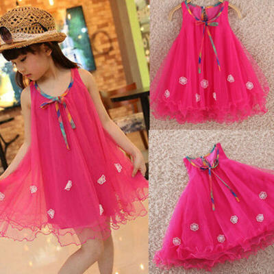 

Summer Kids Girls Toddler Princess Skirt Tutu Dress Party Sundress Clothes 2-7Y
