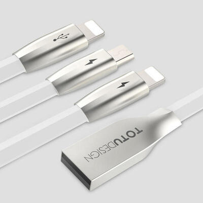 

TOTU 3In1 Mobile Phone Cable Type-C Lightning Micro USB Charging Cable For Apple IPHONE Android Samsung HTC-15m