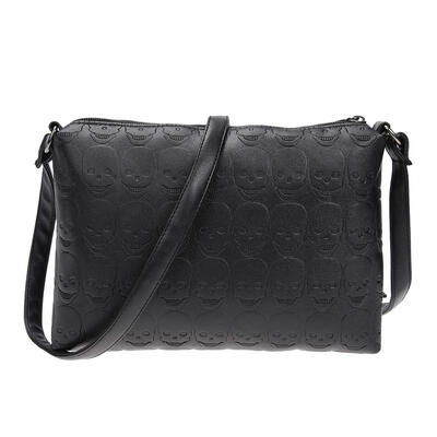 

Small Shoulder Bag Women PU Leather Skull Zipper Envelope Messenger Handbag