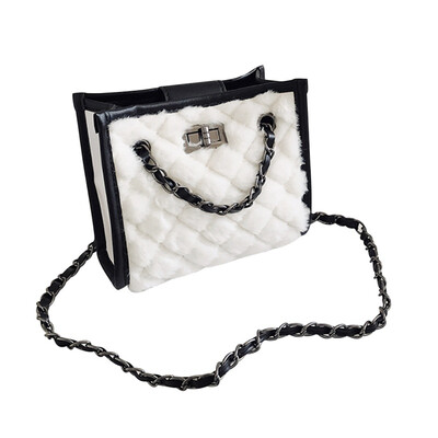 

Girls Casula Handbags Women Plaid Embroidered Line Single Shoulder Bag Solid Color Plush Messenger Crossbody 2019 Bags