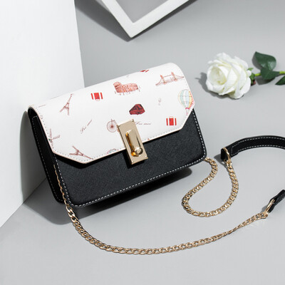 

The Korean version of Chain Square Bag with One Shoulder Slant Bag