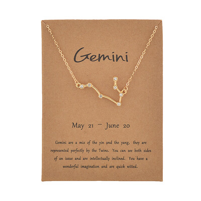 

Fashion Jewelry Zodiac Crystal Star Sign 12 constellation Pendant Necklace For Women