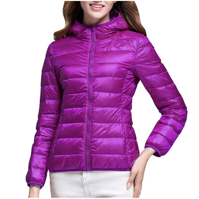 

Toponeto Women Casual Light Outerwear Solid Hooded Zippers Pocket Coat Down Jackets