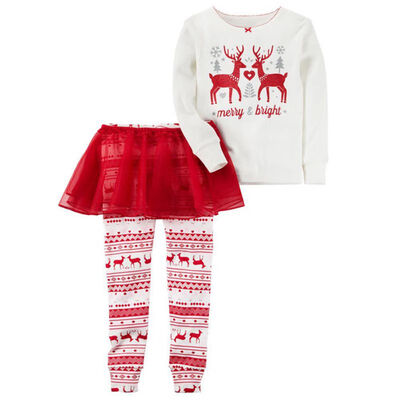 

2016 Fashion Kids Girls Christmas Baby Toddler Reindeer Long Sleeve TopLace Tutu Skirt Dress Legging Pants Outfits