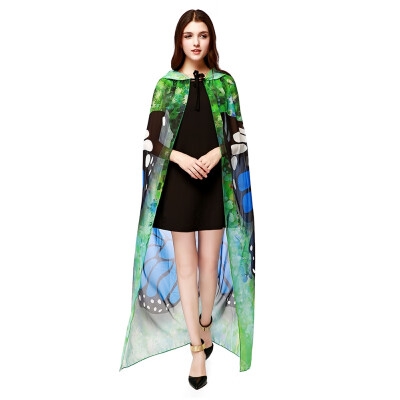 

Halloween Fairy Wings Chiffon Cloak Fun Print Pattern Cloak for Stage Show Festive Party Decorative