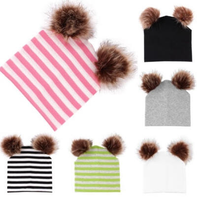 

Newborn Kids Baby Boy Girl Pom Hat Winter Warm Crochet Knit Bobble Beanie Cap