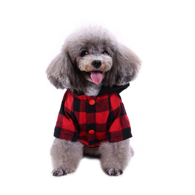 

Pet Halloween Cosplay Set For Small And Medium Dogs Funny Pumpkin Hat And Red And Black Plaids Clothes