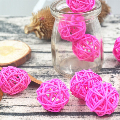 

10Pcslot 3cm Artificial Straw Ball For Birthday Party Wedding Decoration Rattan ball Christmas Decor Home Ornament Supplies
