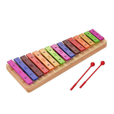

Large 15-Note Xylophone Glockenspiel Wooden Base Colorful Aluminum Bars with Mallets Percussion Musical Instrument Toy Gift for Ch