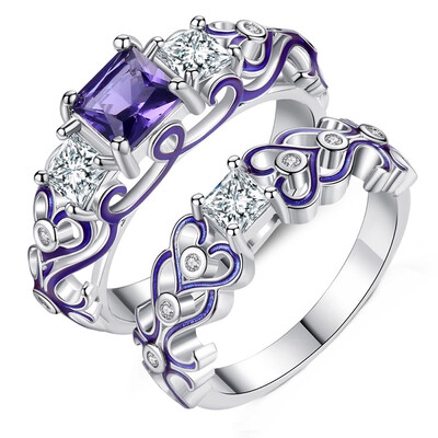 

Fashion Heart Shaped Four-Prong Micro-Inlay Zircon Set Ring